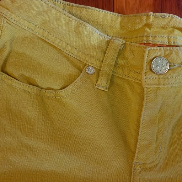 Tory Burch Cropped Jean Neon Yellow - sz 25 - Picture 4 of 8
